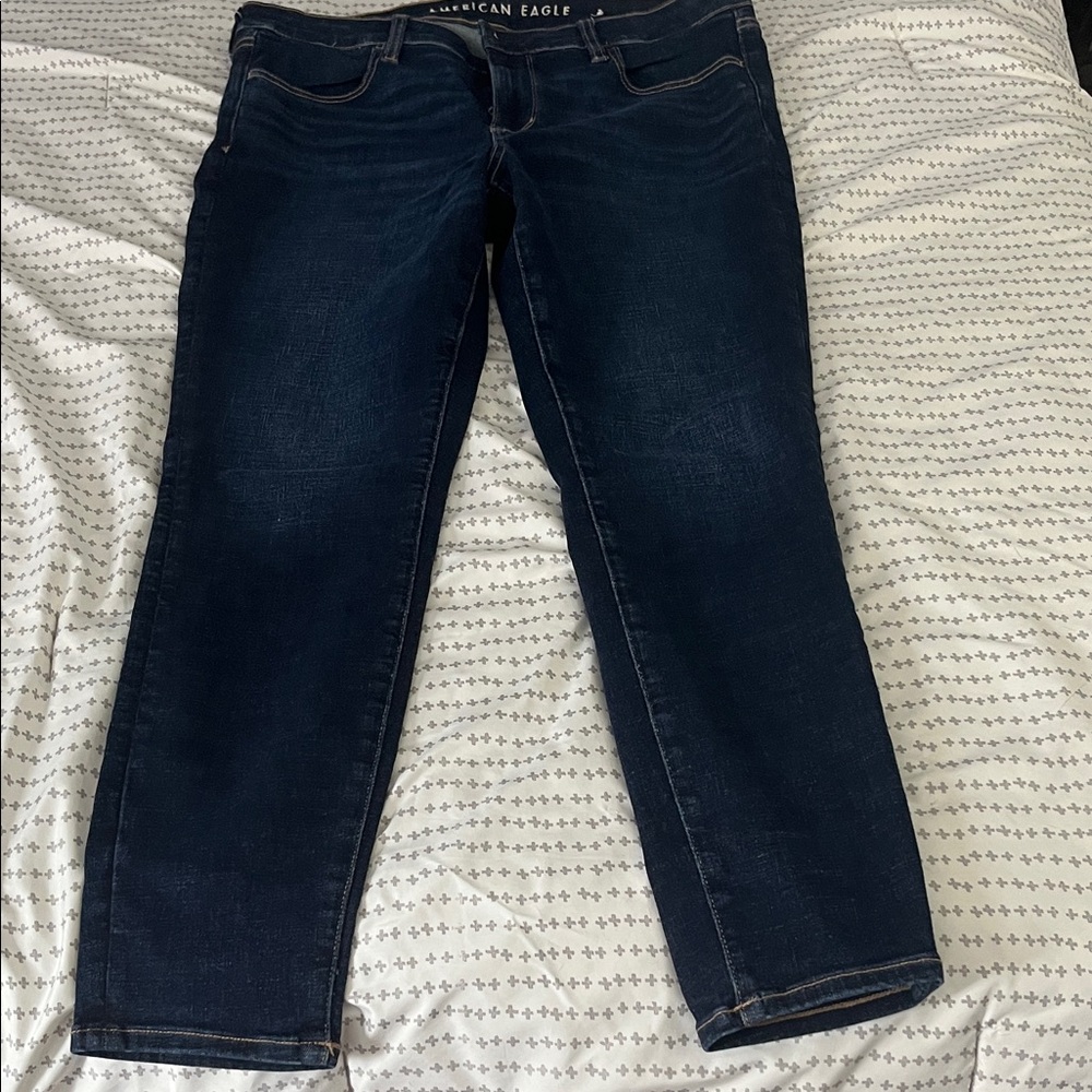 American Eagle Outfitters Women's Deep Indigo Straight Leg Jeans